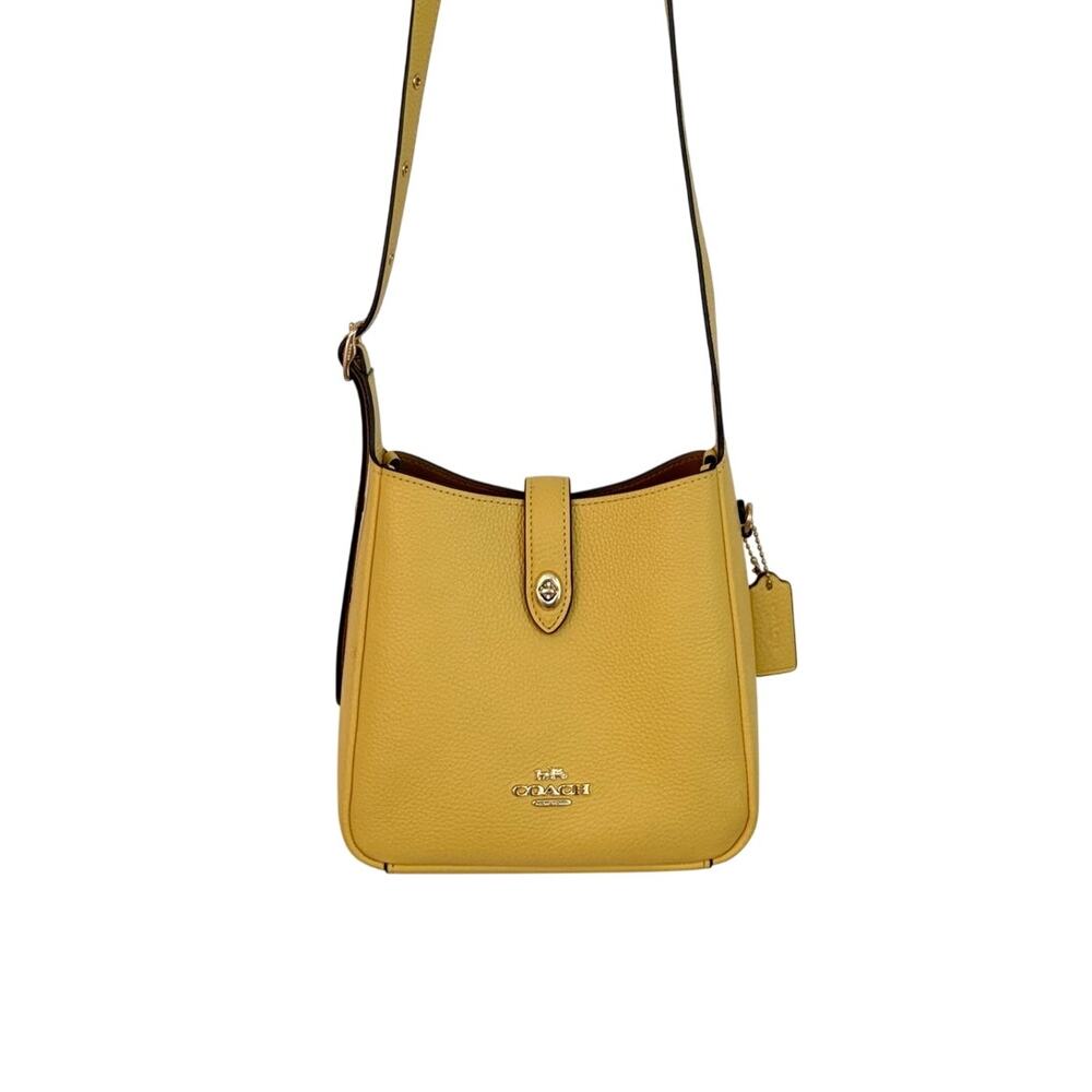 Coach Hadley Mini Crossbody Bag Turnlock Refined Pebble Leather Yellow CAL60